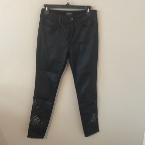 Driftwood Jackie High Rise Wax Coated Floral Embroidered Skinny Jeans